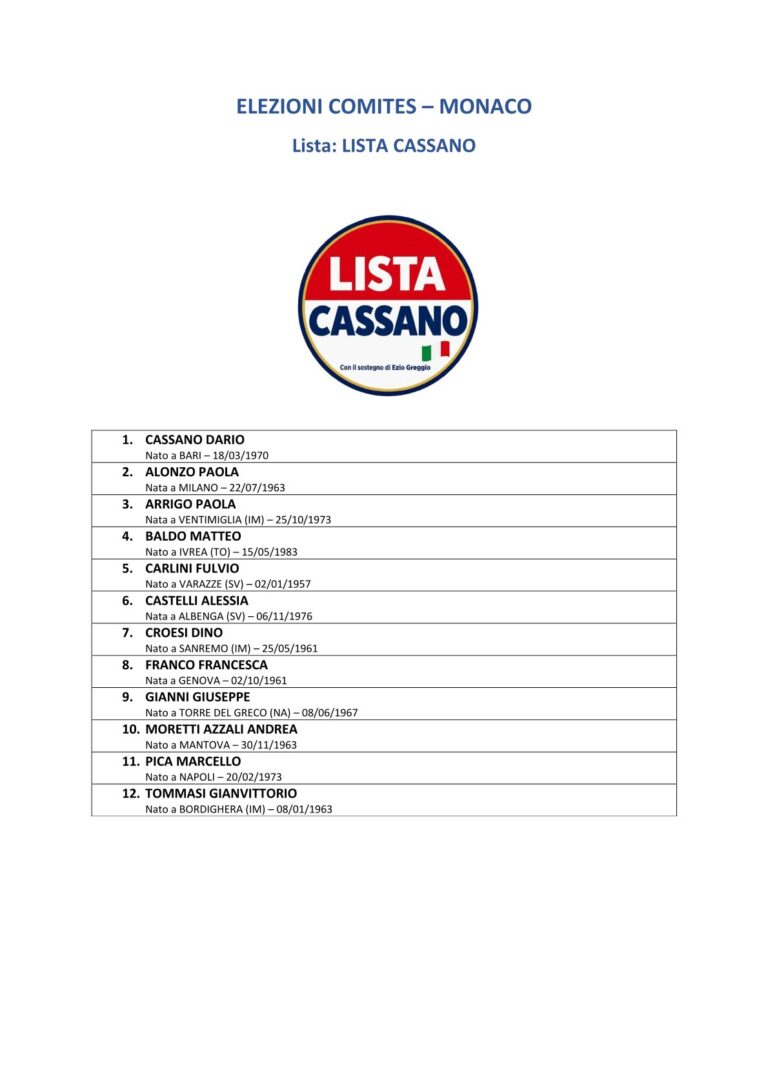 LISTA CASSANO +